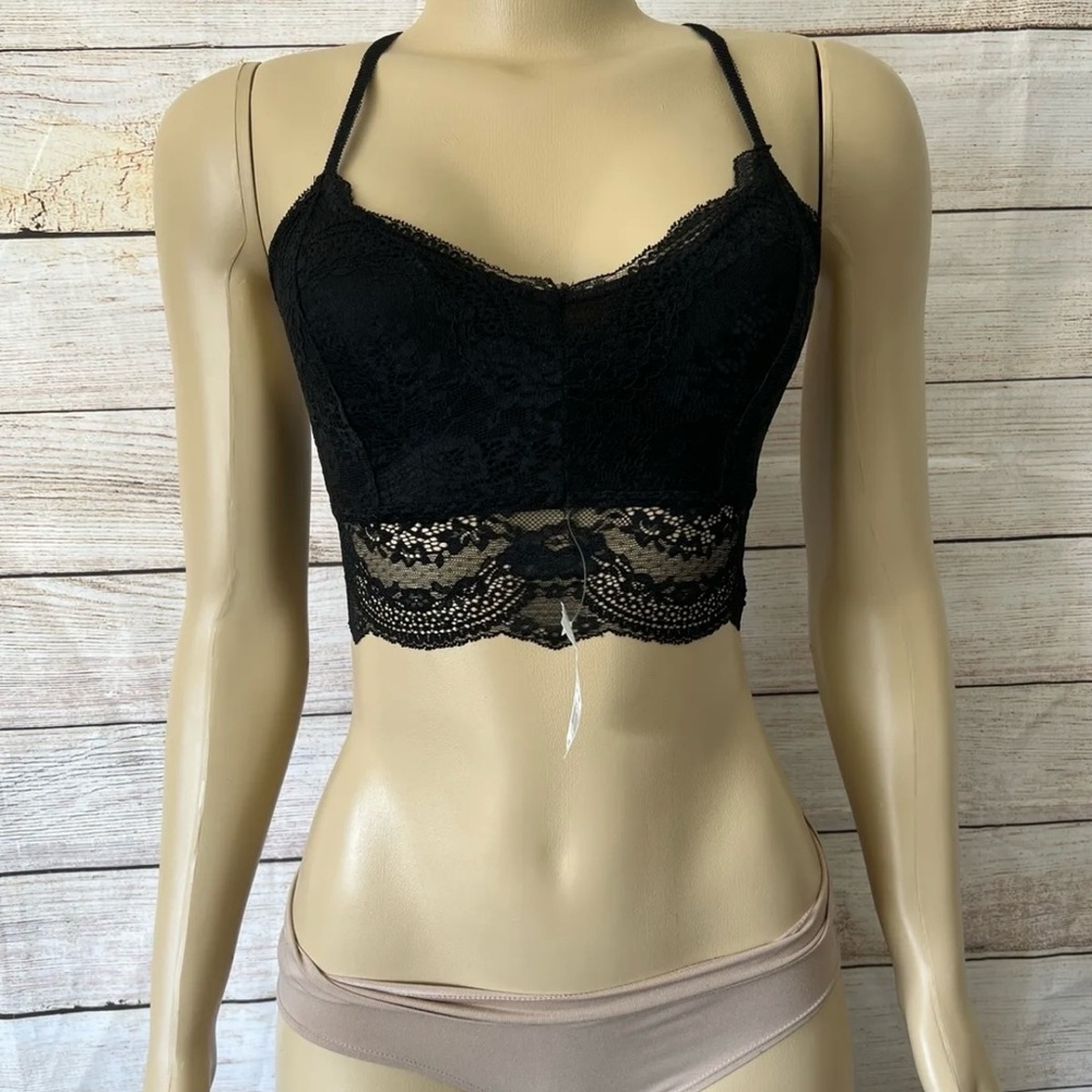 Cozy Fox Bralette Black Lace Sexy Racer Back Size S/M NWT